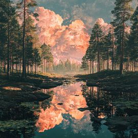 Onder een Zachte Wolkenhemel van Femea Stille Landschappen