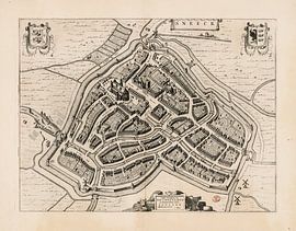 Old map of Sneek, from around 1652.