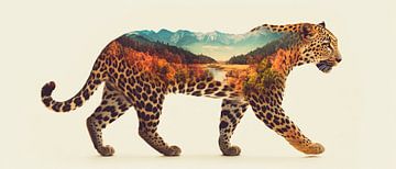 Luipaard en landschap van Poster Art Shop