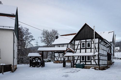 Herleshausen half-timbered houses in winter