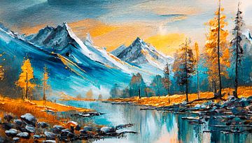 Painting with landscape by Mustafa Kurnaz
