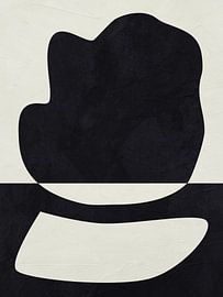Moderne abstrakte organische, geometrische Kunst, Beige und Schwarz.