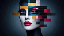 Gefragmenteerde visie: futuristische gezichtskunst van Klaus Tesching - Art-AI