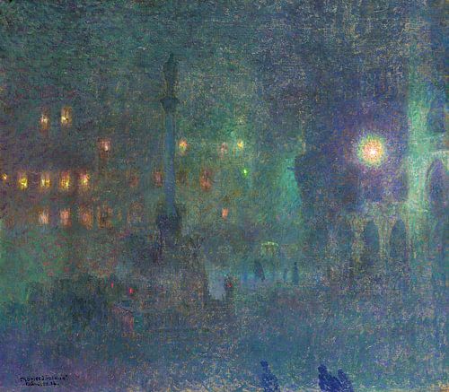 München bij nacht (Marienplatz), Charles Johann Palmie, 1907