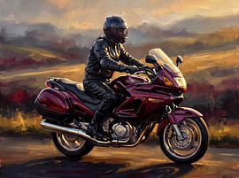 Honda NT650 Deauville tijdens het gouden uur