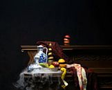 Still life with Delft Blue and floating fruit (2) by Watze D. de Haan thumbnail