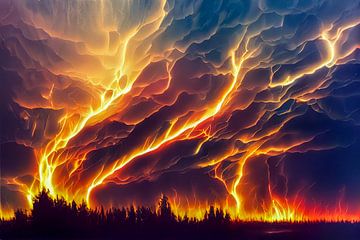Vuur in het bos, illustratie van Animaflora PicsStock