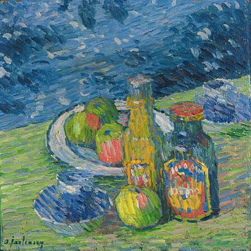 Stilleven met flessen en fruit, Alexej von Jawlensky