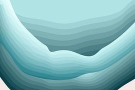 Abstract landschap met gelaagde blauwe lijnen van Dina Dankers