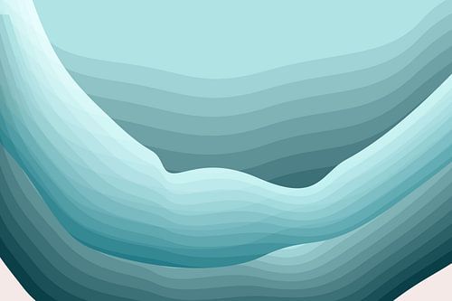 Paysage abstrait avec des lignes bleues superposées