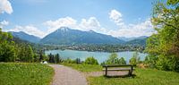 Bank op de Leeberg met uitzicht op de Tegernsee Opper-Beieren