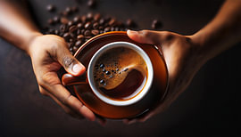 Koffiebonen met koffie