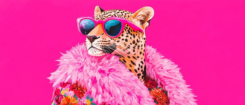 Stylisher Leopard im Pinken Pelz von Poster Art Shop
