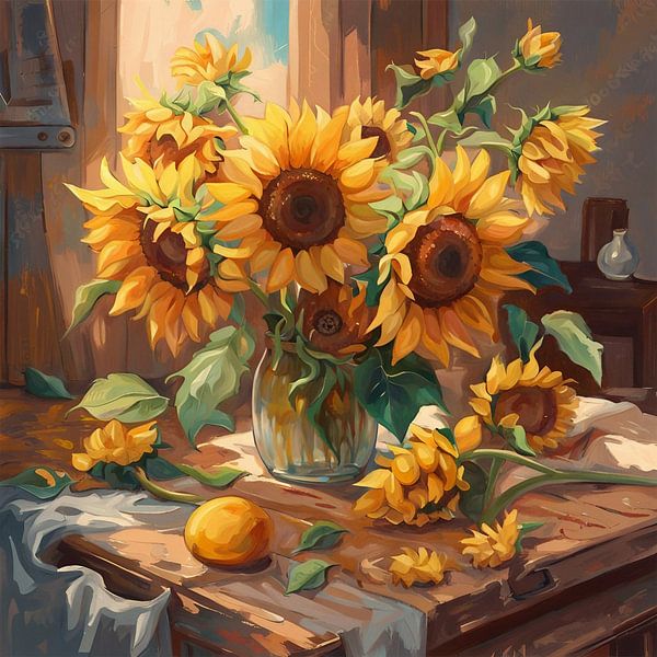 Sill  Life with Sunflowers by Biljana Zdravkovic