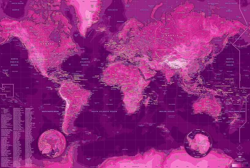 POP omgevingswereldkaart (bijgewerkt tot 2025) van MAPOM by Geoatlas