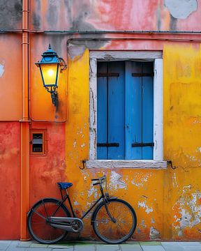 Kleurrijke gebouwen, fietsavonturen van fernlichtsicht