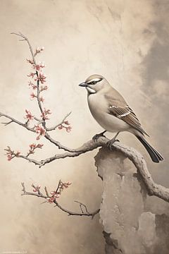 Zen Bird On A Branch van PixelMint.