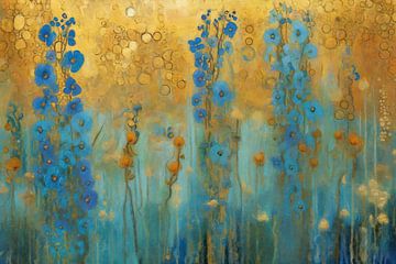 Blauwe Bloemen in Gouden Licht van Whale & Sons