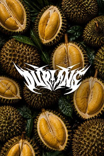 Heavy Metal Typography Poster, Durian Fruit Wall Art, Dark Tropical Decor