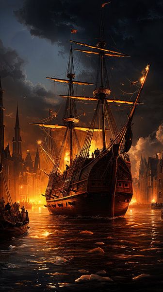 bataille navale 16e siècle par Harry Herman