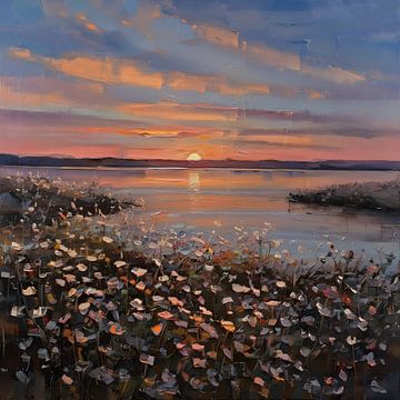 Oil Painting: Flowers and Water by FoXo Art