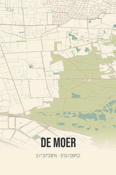 Alte Karte von De Moer (Nordbrabant) von Ortsdrucke
