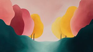 Panorama d'arbres aux couleurs douces