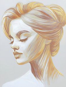 Vrouw in taupe en goud