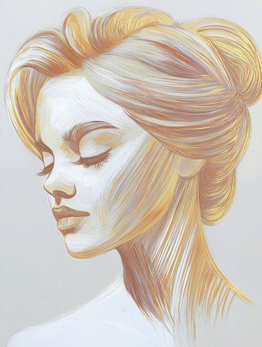 Frau in Taupe und Gold