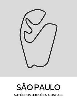 Formule 1 Circuit Sao Paulo Brazilië - contour outline trackmap van Milky Fine Art