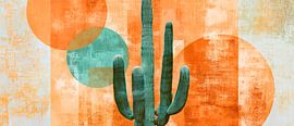 Cactus art with colourful circles by Poster Art Shop