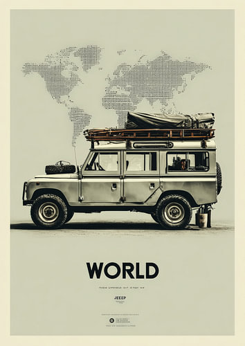 Vintage Off-Road World Travel Poster