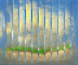 Ceruleanblau mit Gelb und Grün von Koeno Jansen