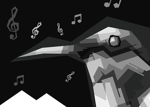 Grijze zangvogel Popart