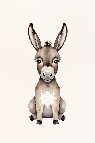 Schattige aquarel ezel illustratie