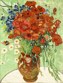 Vase mit Gänseblümchen und Mohnblumen, Vincent van Gogh