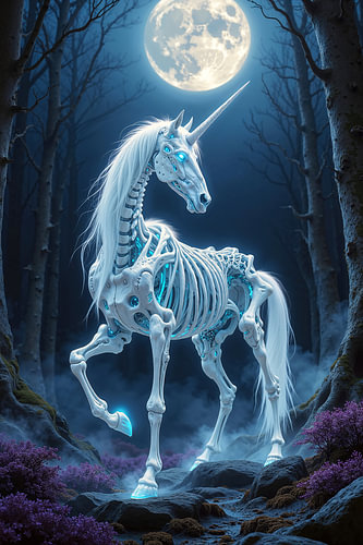 Fantasy Gothic Wall Art: LUNAVYR - A Demonic Unicorn in the Forest