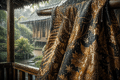 Regen auf Batikstoff I Indonesien I Regen-Kollektion