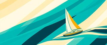 Zeilboot danst op zachte golven van Poster Art Shop