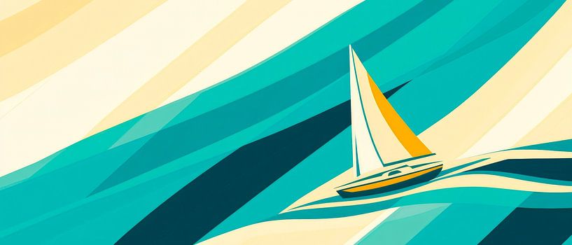 Sailboat dances on gentle waves by Poster Art Shop
