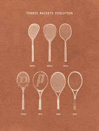 Tennis Rackets Evolution (terracotta vertical) by Apolo Prints