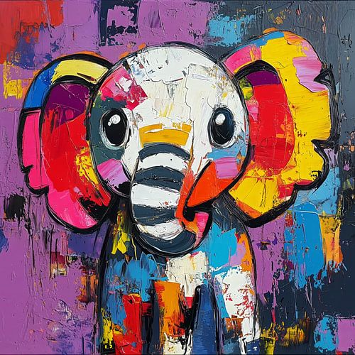 Bunter Elefant mit großen Ohren von Emil Husstege