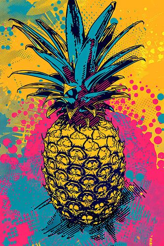 Impression pop art ananas multicolore
