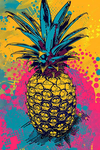 Colourful pineapple pop art print by Poster Art Shop