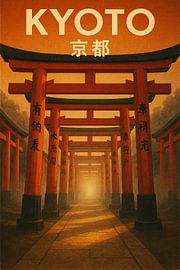 Kyoto Torii Path – Fushimi Inari Temple Passage Art Print by Travel Shop