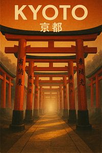 Kyoto Torii Pfad - Fushimi Inari Tempel Passage Kunstdruck