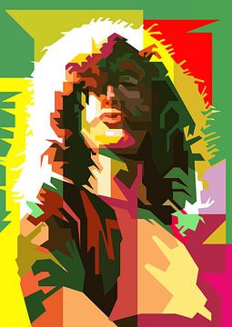 Jimmy Page Led Zeppelin Gitarist Pop Art WPAP van Artkreator