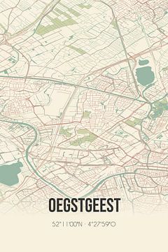 Vintage landkaart van Oegstgeest (Zuid-Holland) van Rezona