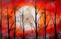 Maan Schijnt Door Bomen Abstract Schilderij van Preet Lambon thumbnail