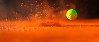 Tennisbal stuitert over de gravelbaan van Poster Art Shop thumbnail